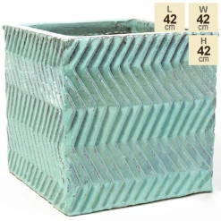 42cm Glazed Blue Ceramic Zig Zag Pattern Cube Planter - Large 11 42cm Glazed Blue Ceramic Zig Zag Pattern Cube Planter - Large -Cheap PLANTERS Store PP7993 main image d546