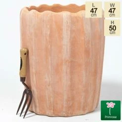 50cm Terracotta Scalloped Finish Tall Planter - Medium