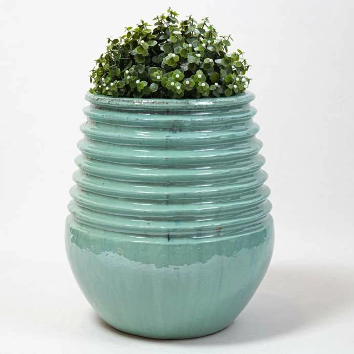 50cm Glazed Blue Ceramic Planter 3 50cm Glazed Blue Ceramic Planter - Image 3