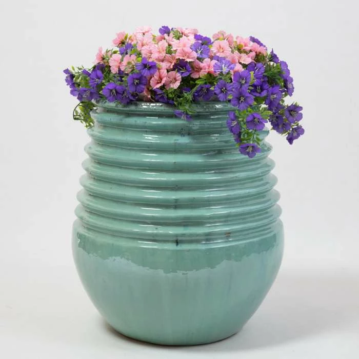 50cm Glazed Blue Ceramic Planter 6 50cm Glazed Blue Ceramic Planter - Image 6