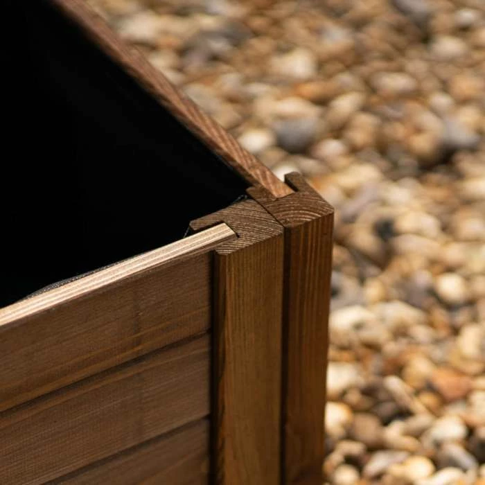 38cm Brown Wooden Cube Patio Planter 3 38cm Brown Wooden Cube Patio Planter - Image 3