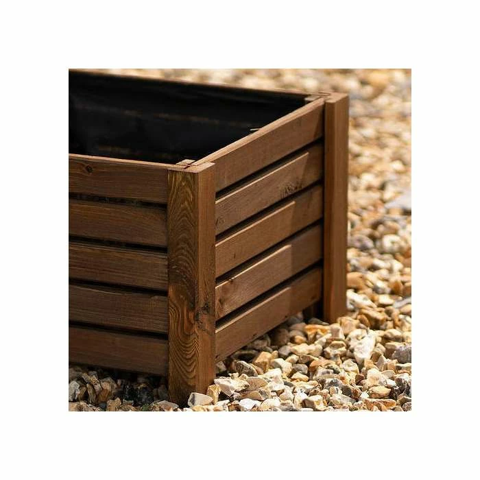 38cm Brown Wooden Cube Patio Planter 4 38cm Brown Wooden Cube Patio Planter - Image 4