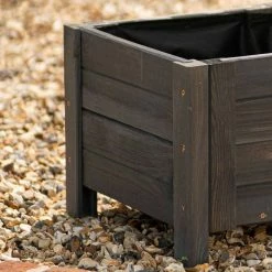 40cm Grey Wooden Cube Patio Planter -Cheap PLANTERS Store PP8017 add image 2 3ff7