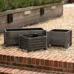 40cm Grey Wooden Cube Patio Planter -Cheap PLANTERS Store PP8017 add image 4 1c37