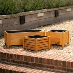 40cm Natural Wooden Cube Patio Planter -Cheap PLANTERS Store PP8018 add image 4 0c0d
