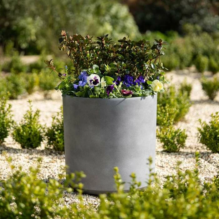 35cm Cylinder Planter in Grey 2 35cm Cylinder Planter in Grey - Image 2