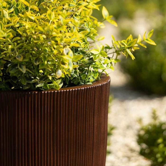 45cm Round Ridged Planter in Brown 2 45cm Round Ridged Planter in Brown - Image 2