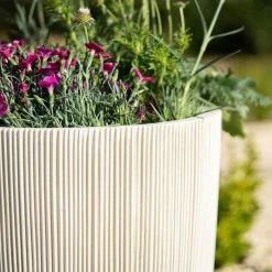 45cm Round Ridged Planter in White -Cheap PLANTERS Store PP86WHTM 1 e00c
