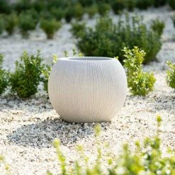 30cm Bowl Ridged Planter in Beige -Cheap PLANTERS Store PP87BGES 2 c2c1