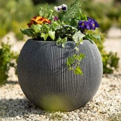 30cm Bowl Ridged Planter in Grey 9 30cm Bowl Ridged Planter in Grey -Cheap PLANTERS Store PP87GRYS 1 a40a