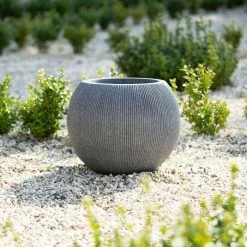 30cm Bowl Ridged Planter in Grey 11 30cm Bowl Ridged Planter in Grey -Cheap PLANTERS Store PP87GRYS 3 2232