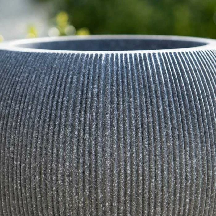 30cm Bowl Ridged Planter in Grey 6 30cm Bowl Ridged Planter in Grey - Image 6