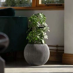 30cm Bowl Ridged Planter in Grey 13 30cm Bowl Ridged Planter in Grey -Cheap PLANTERS Store PP87GRYS 5 2bee