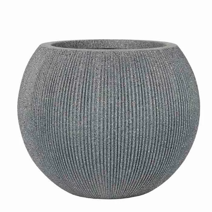 30cm Bowl Ridged Planter in Grey 1 30cm Bowl Ridged Planter in Grey