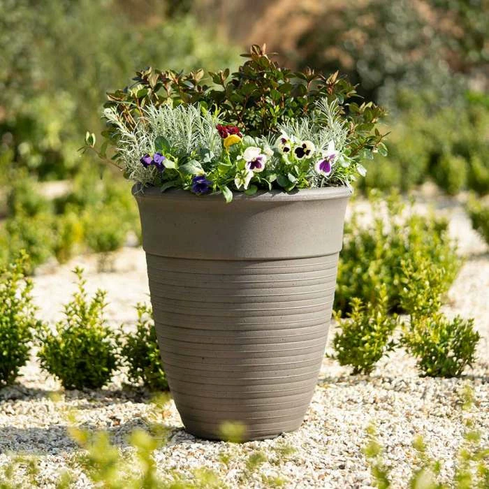 49cm Tall Round Planter in Grey 3 49cm Tall Round Planter in Grey - Image 3
