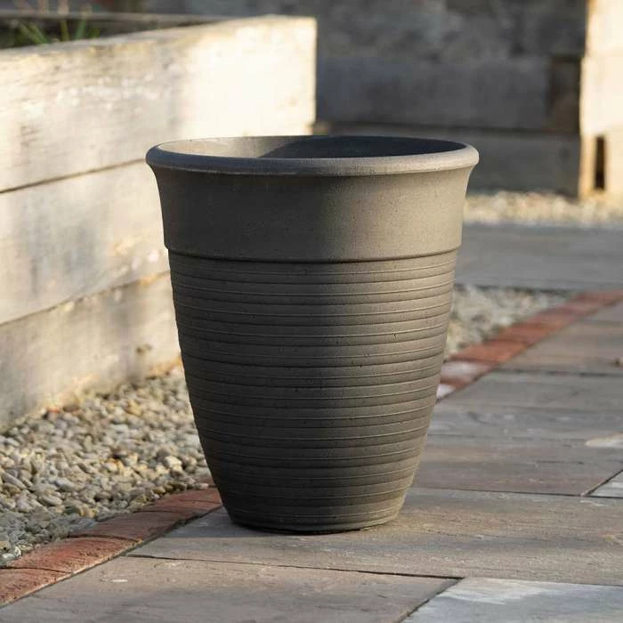 49cm Tall Round Planter in Grey 1 49cm Tall Round Planter in Grey