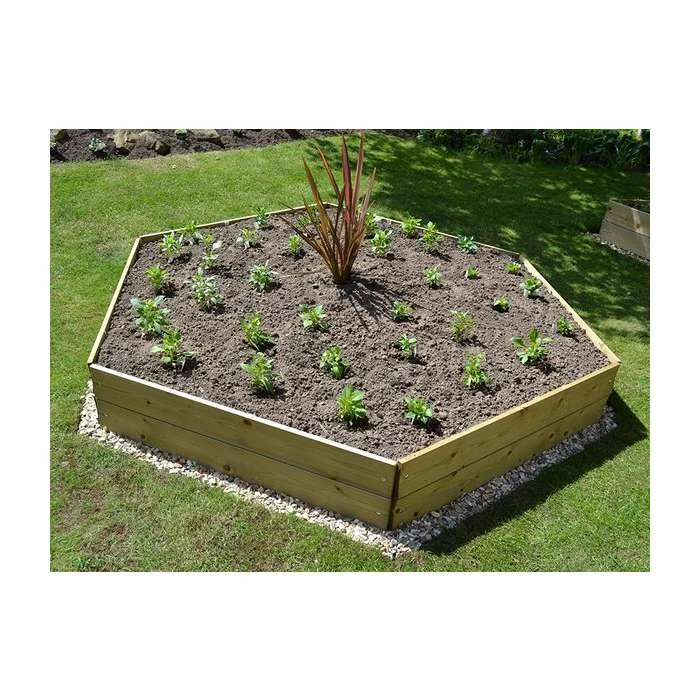 Wooden Timber Raised Hexagon Grow Bed 3-Tier - D180cm (H45cm) 2 Wooden Timber Raised Hexagon Grow Bed 3-Tier - D180cm (H45cm) - Image 2