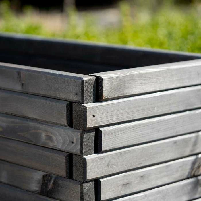 2m Pine Wood Raised Trough Planter in Grey 1 2m Pine Wood Raised Trough Planter in Grey