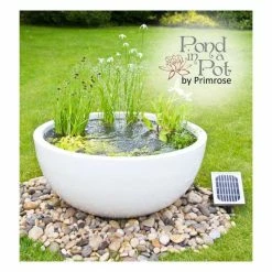 H34cm White Pond-In-A-Pot Semi-Shade Solar Water Feature
