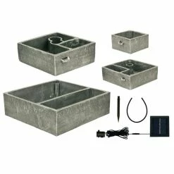 H42cm Perth Solar 4-Tier Herb Planter Cascading Water Feature by Solaray -Cheap PLANTERS Store WF3617 add image 4 8005