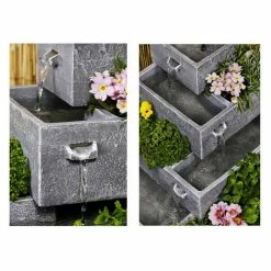 H62.5cm Perth 4-Tier Solar Water Feature & Herb Planter with Lights by Solaray -Cheap PLANTERS Store WF9898 add image 1 4821
