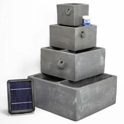 H62.5cm Perth 4-Tier Solar Water Feature & Herb Planter with Lights by Solaray -Cheap PLANTERS Store WF9898 add image 5 ff80