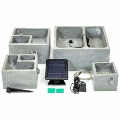 H62.5cm Perth 4-Tier Solar Water Feature & Herb Planter with Lights by Solaray -Cheap PLANTERS Store WF9898 add image 6 0212