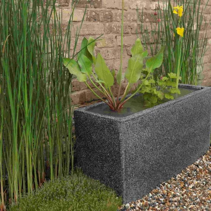 W80cm 'Pond in a Pot' Trough Black Fibreglass Planter Outdoor Use 4 W80cm 'Pond in a Pot' Trough Black Fibreglass Planter Outdoor Use - Image 4