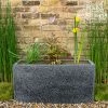 W80cm Ornamental 'Pond in a Pot' Trough Black Fibreglass Planter Outdoor Use