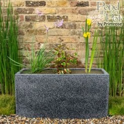 W80cm Ornamental 'Pond in a Pot' Trough Black Fibreglass Planter Outdoor Use
